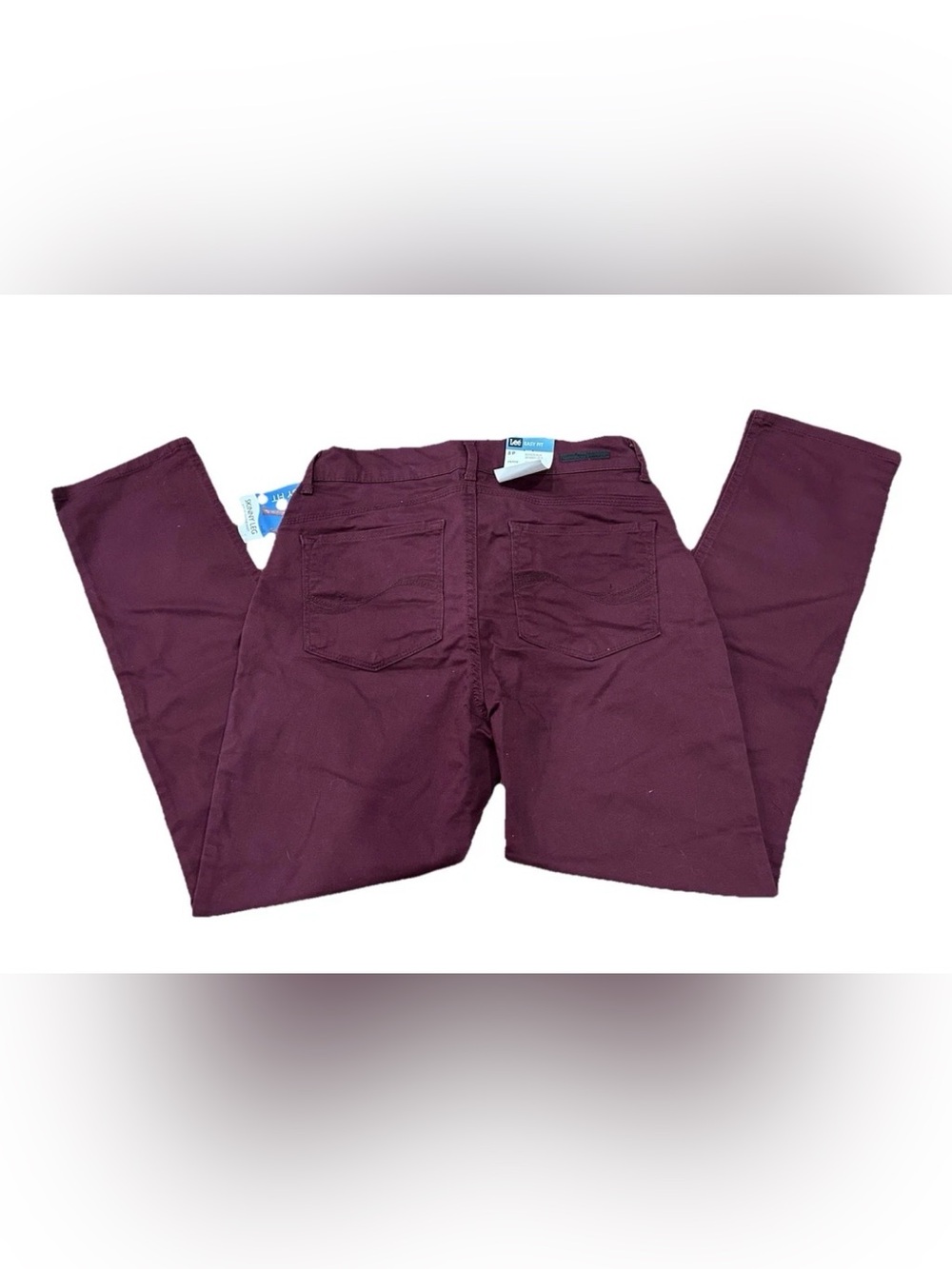NWT Lee Easy Fit Skinny Leg Pants Women's 8 Petite Burgundy Stretch